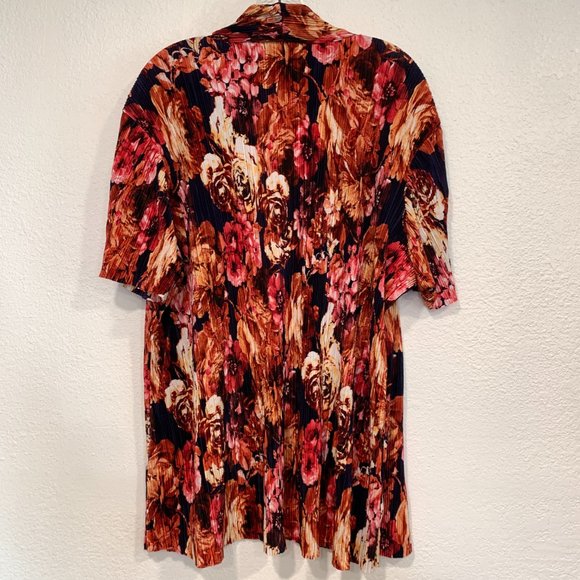 Front of Closet Open Front Top Accordion Pleated Raw Seams MultiColor Womens 1X - Picture 2 of 8